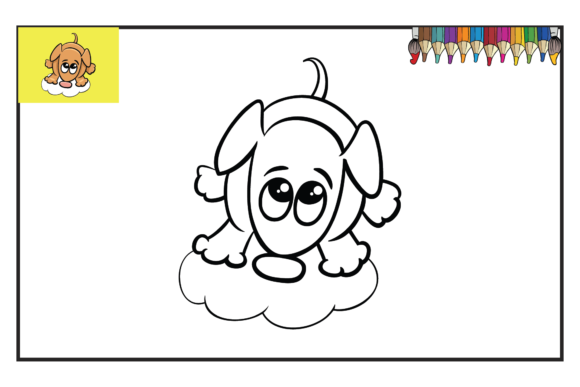 Coloring Book Page Animals Dog Cloud SVG