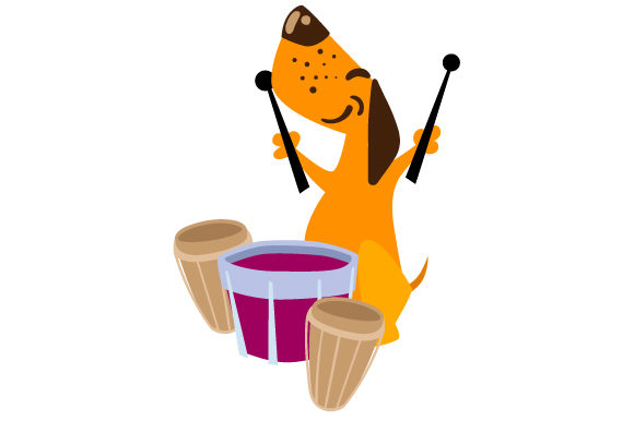 Dog Playing the Drums