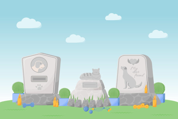 Pet Memorial Flat Color Vector
